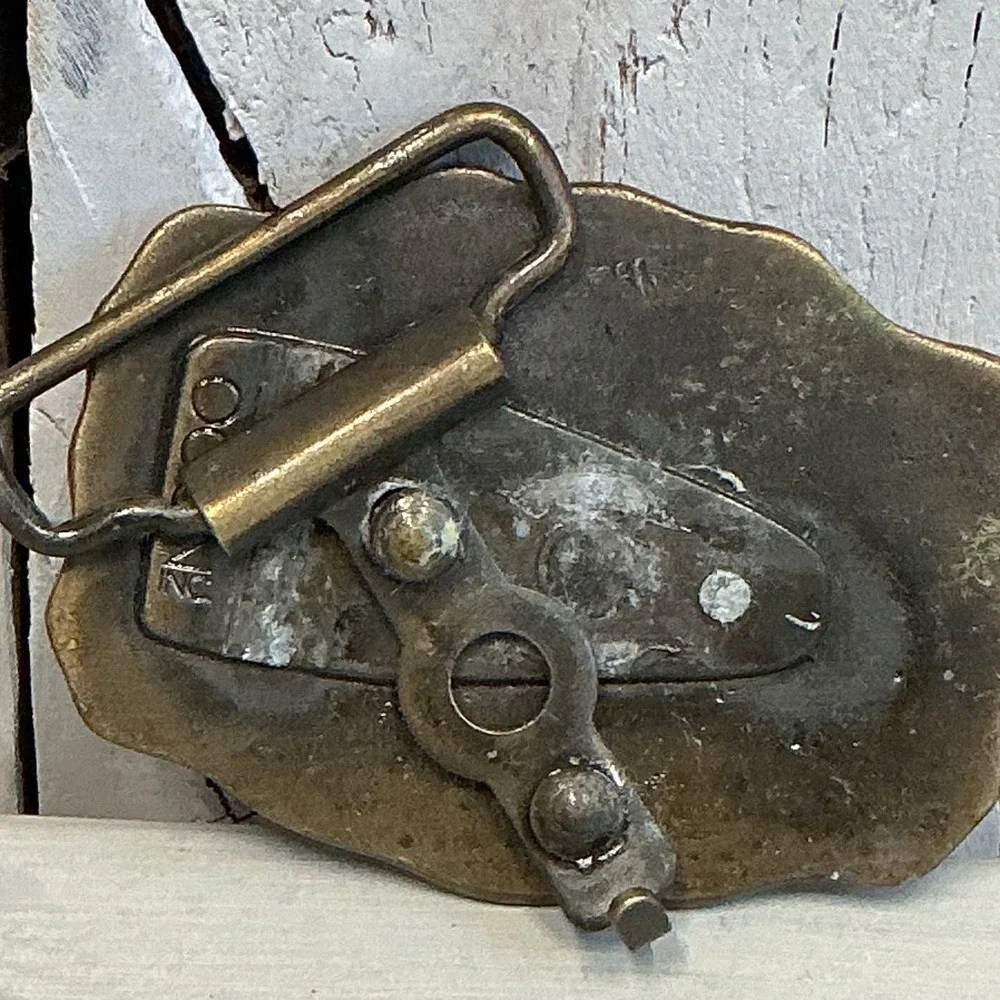 Vintage Oden USA Brass Belt Buckle Dean Name‎ Western Style Needs Repair